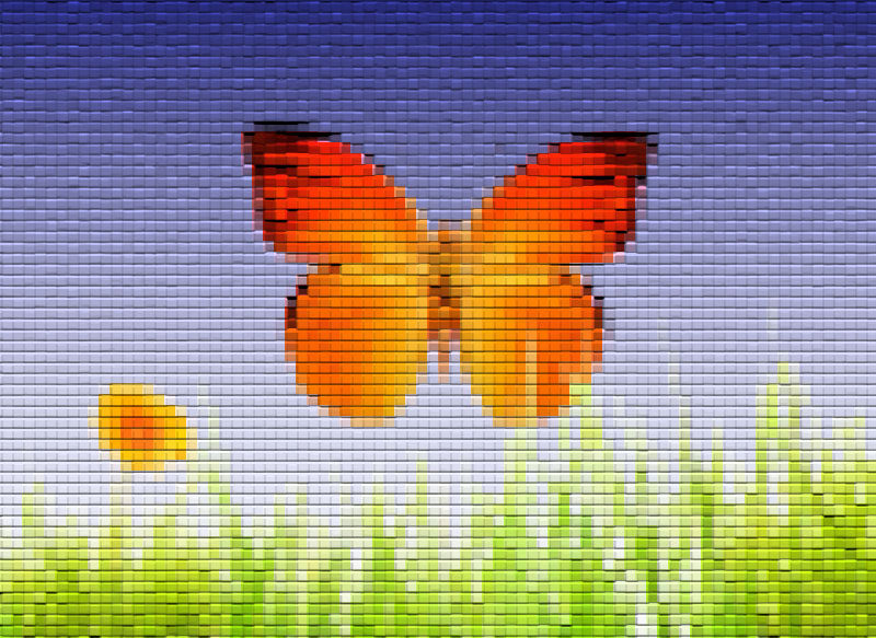 Mosaik Schmetterling mit Wiese